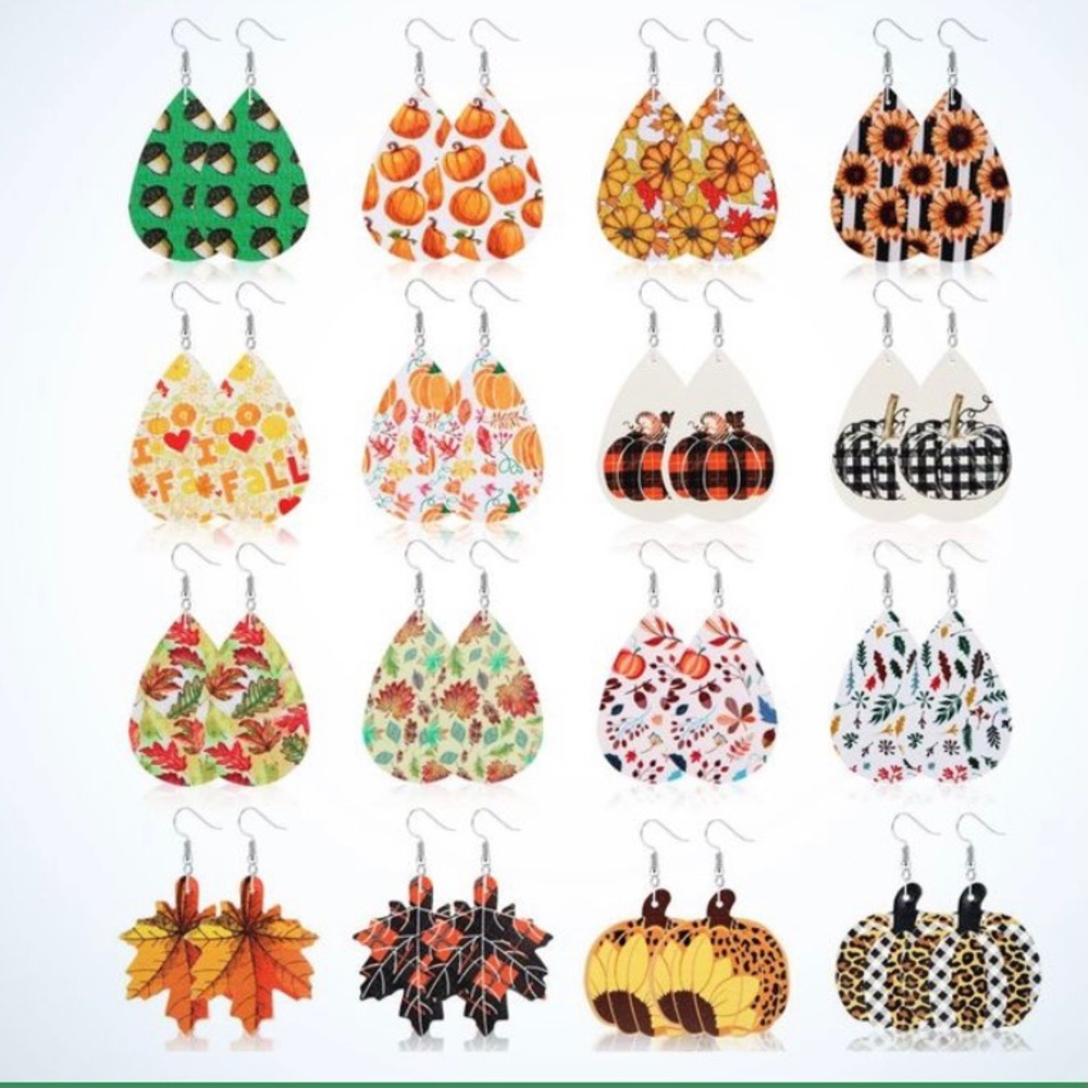 Fall earrings.  Leather